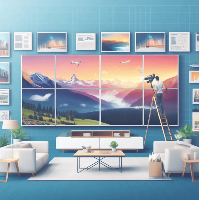 video wall with 2 portrait and 1 landscape